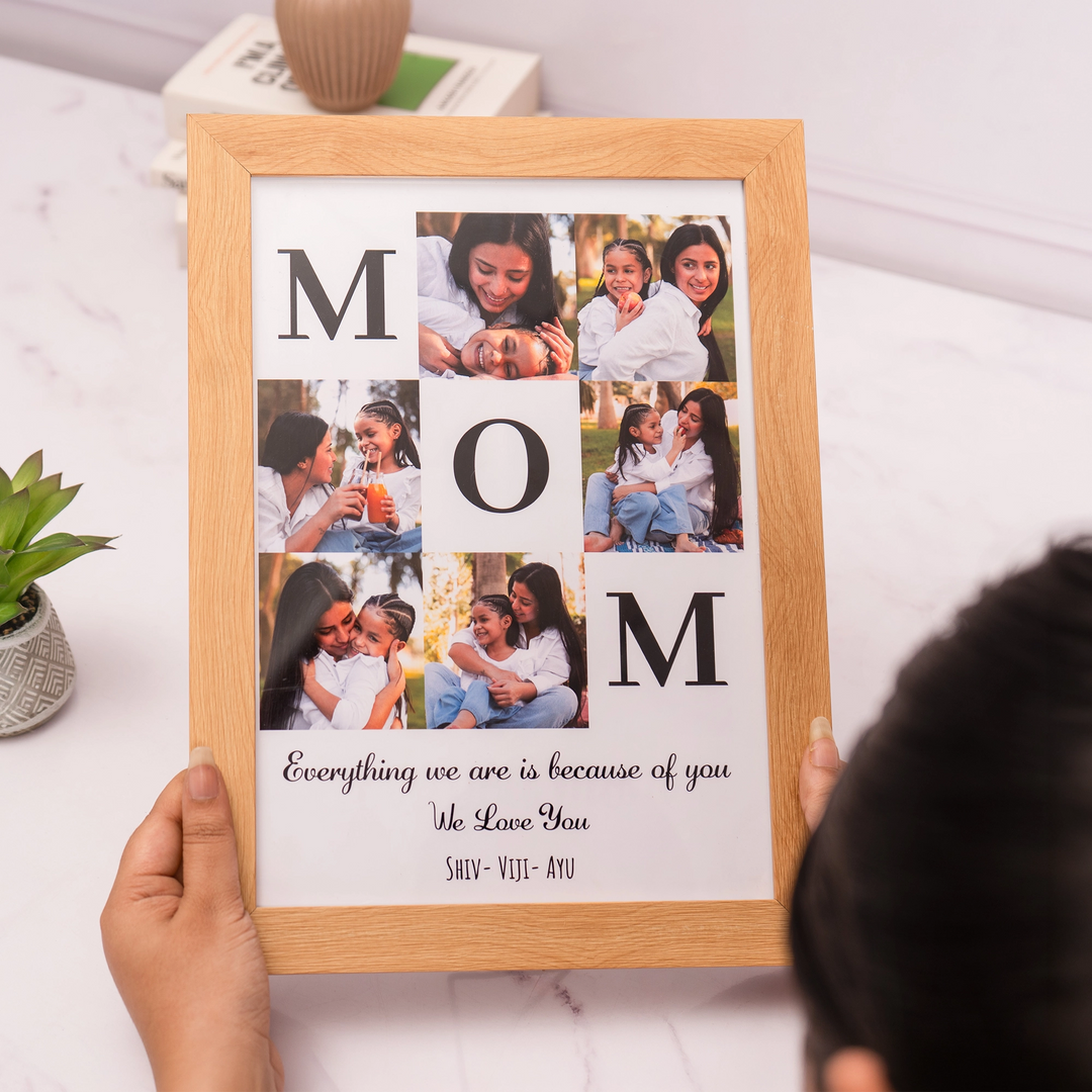 Mom Photo Collage - Customized Frame | A4 Light Brown