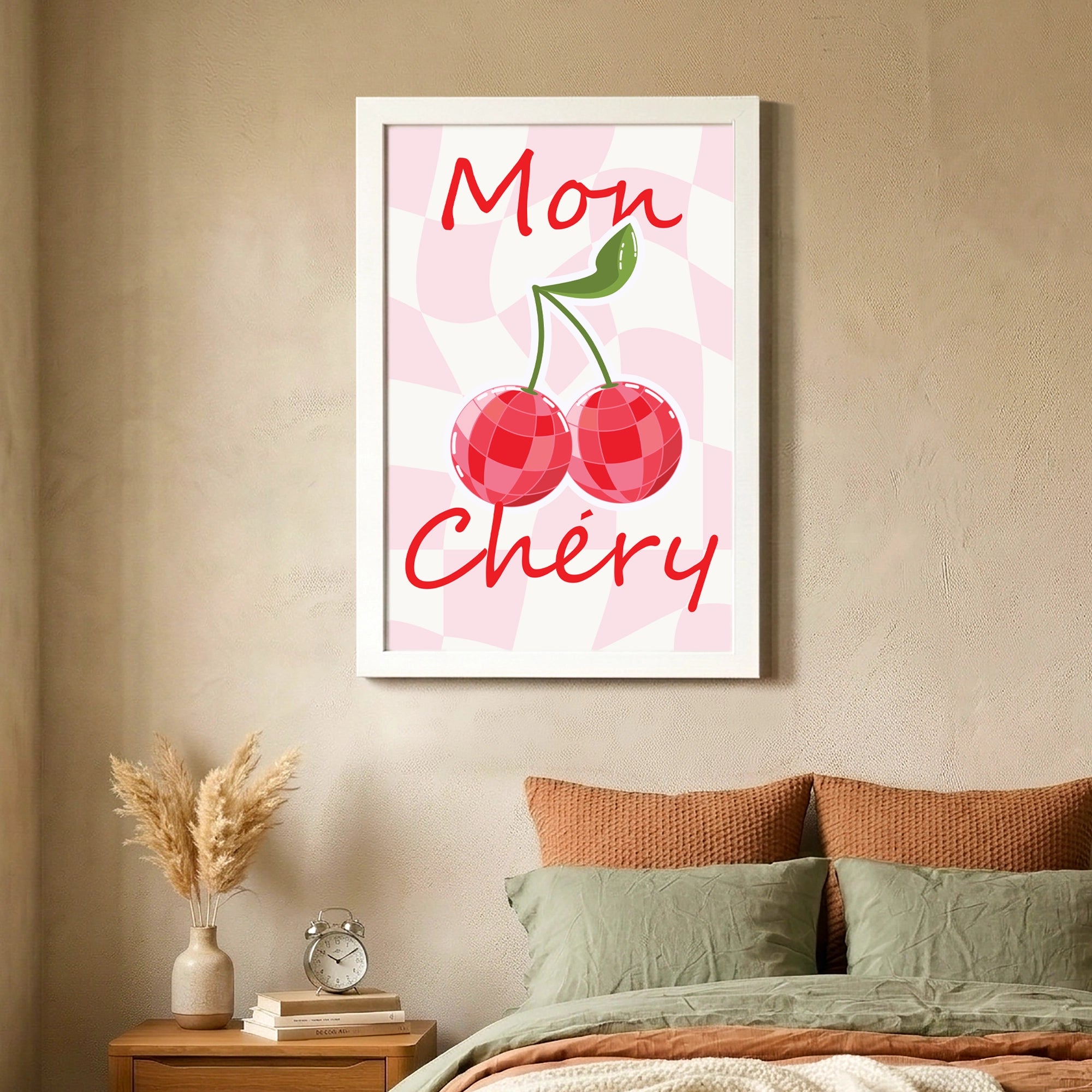 Mon Chéry Pink Wall Art Disco Cherry Aesthetic Print| The Zappy Box