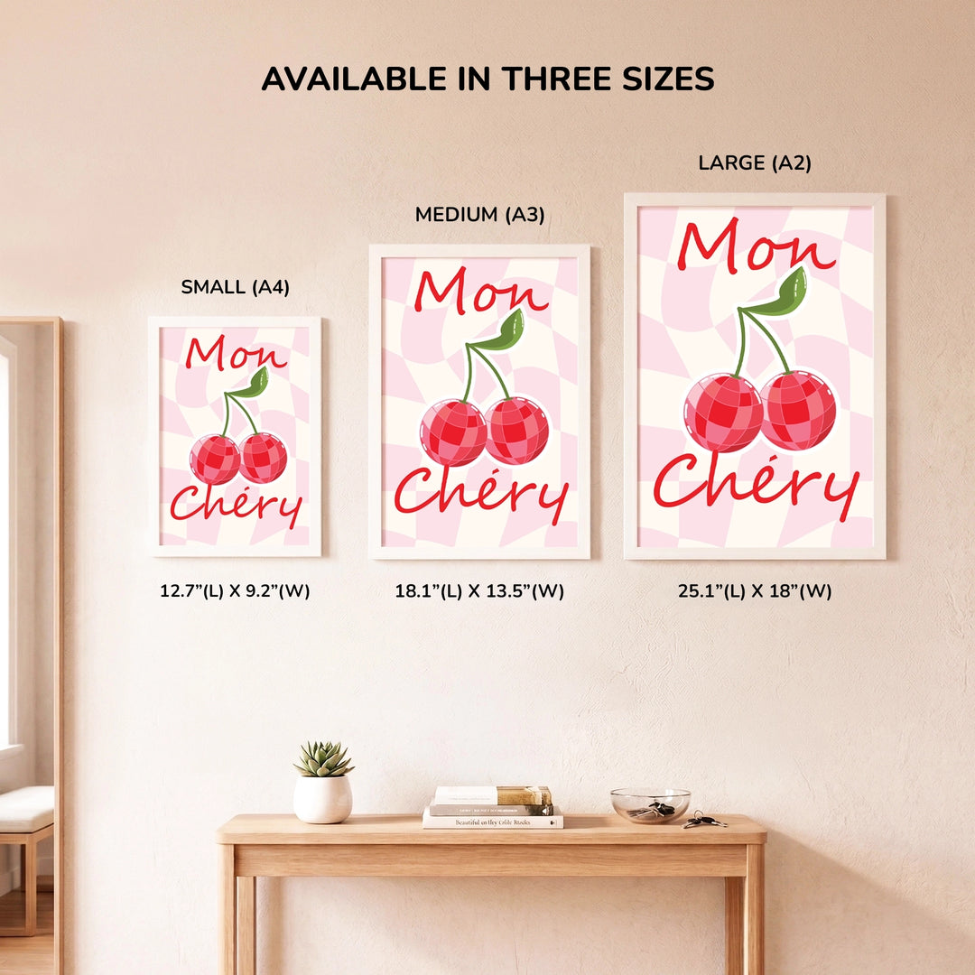 Mon Chéry Pink Wall Art Disco Cherry Aesthetic Print| The Zappy Box