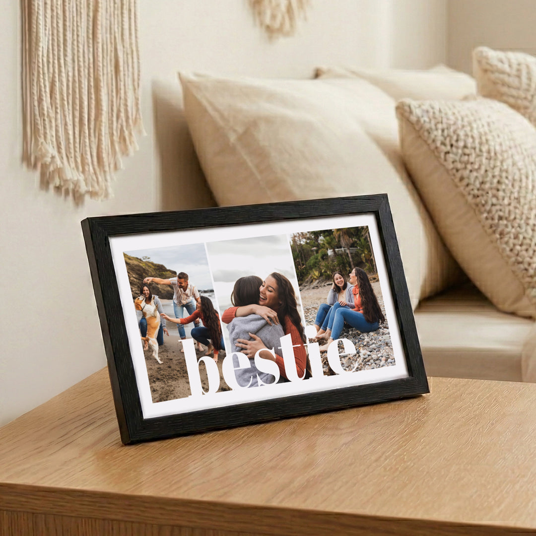 Bestie Trio - Personalized collage Frame | 12"x 7" Black