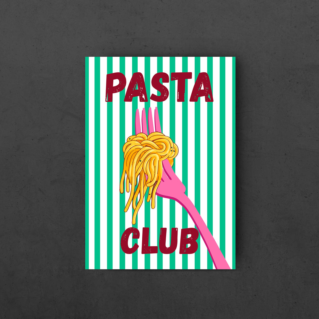 Pasta Club Wall Art - poster of Pasta and the forkillustration with Pasta Club text