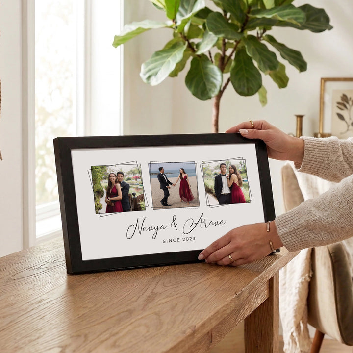Couple Picture - Personalized Frame | 12" x 7 " Black