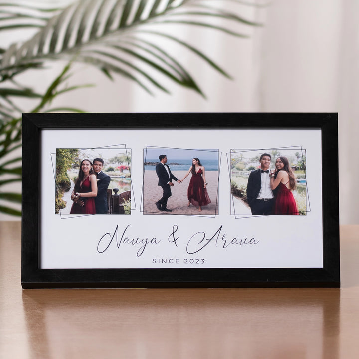 Couple Picture - Personalized Frame | 12" x 7 " Black