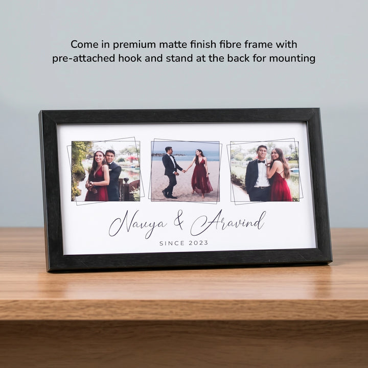 Couple Picture Personalized 7" x 12", premium matte finish fiber frame black