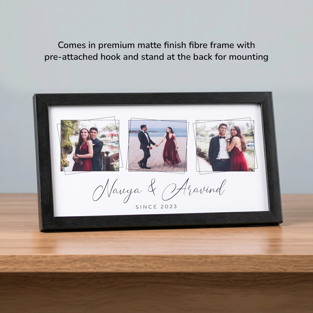 Couple Picture - Personalized Frame | 12" x 7 " Black