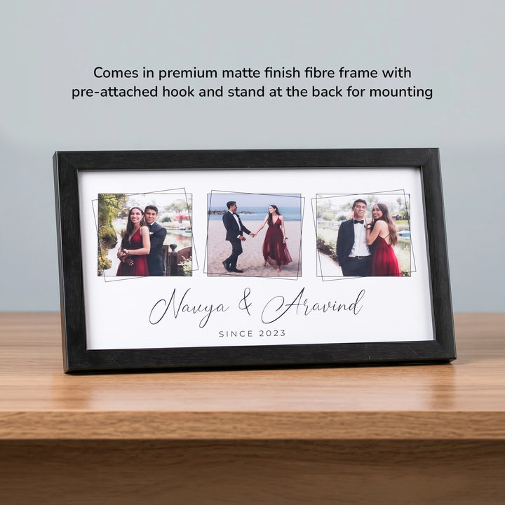 Couple Picture - Personalized Frame | 12" x 7 " Black