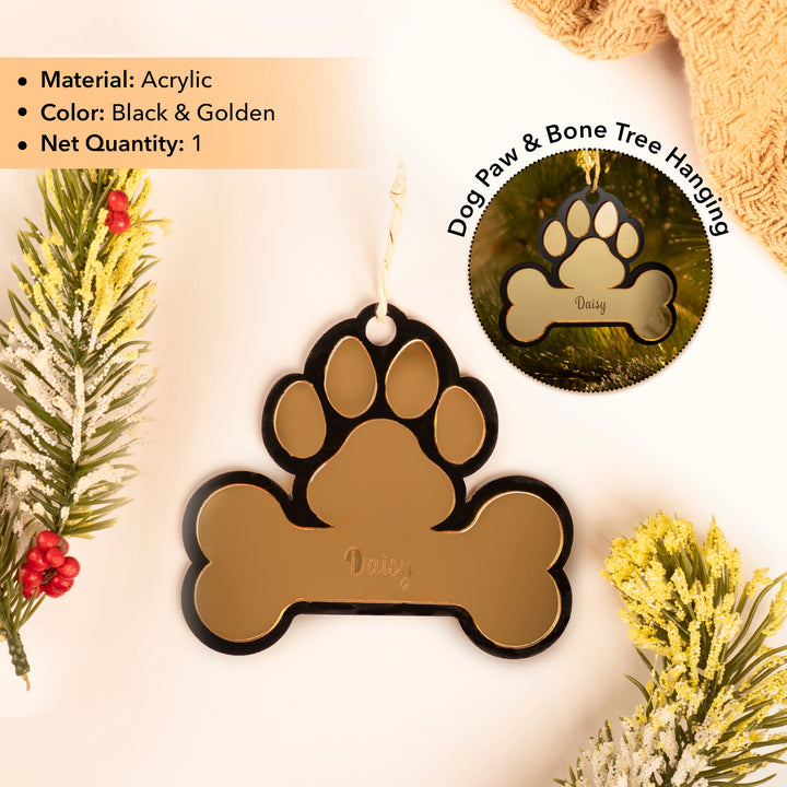 Personalized Dog Paw & Bone Tree Hanging