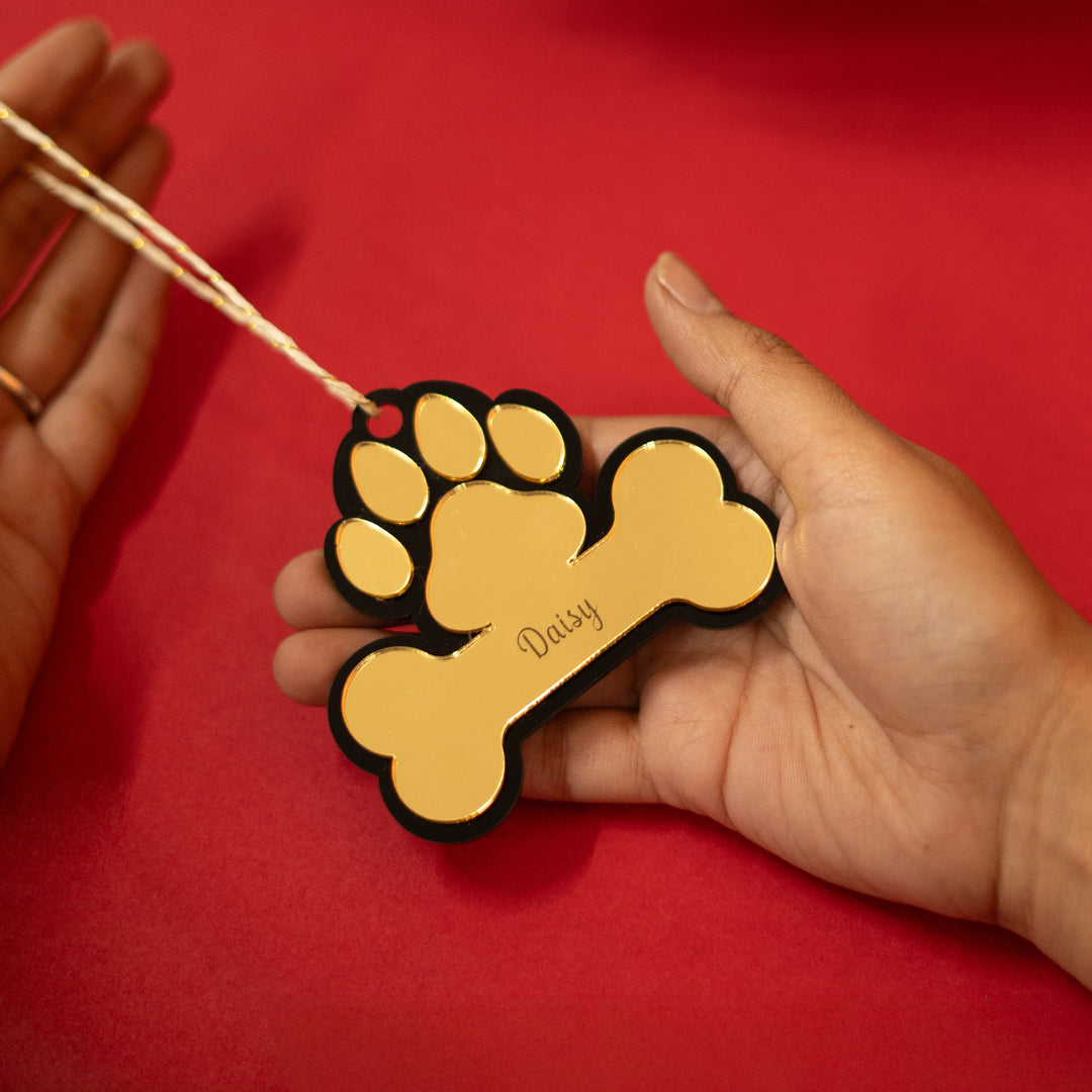 Personalized Dog Paw & Bone Tree Hanging
