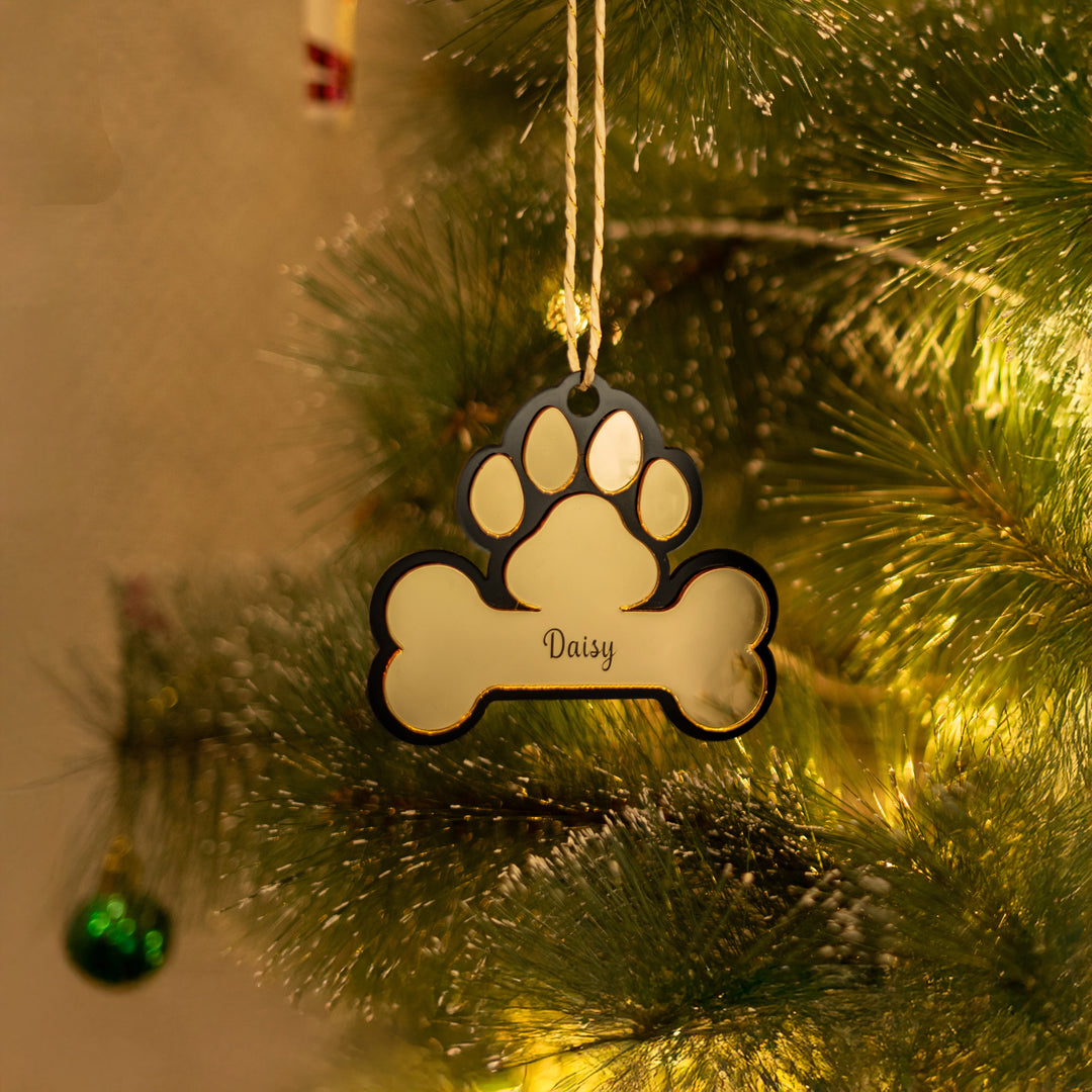 Personalized Dog Paw & Bone Tree Hanging