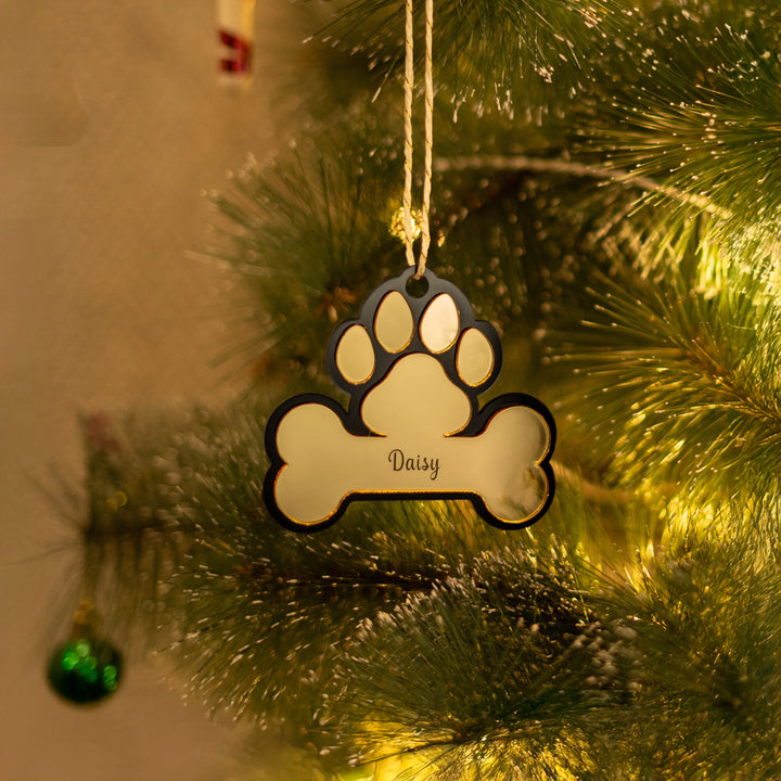 Personalized Dog Paw & Bone Tree Hanging