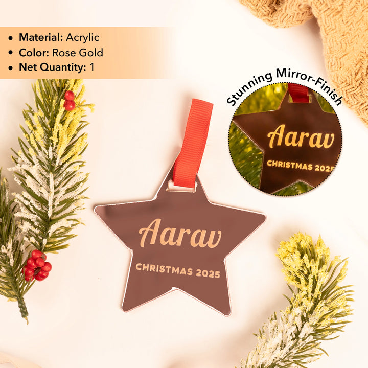 Personalized Star Tree Hanging - Rose Gold