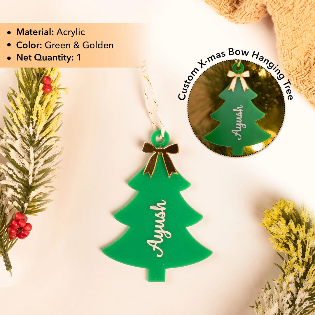 Personalized Xmas Bow Tree Hanging