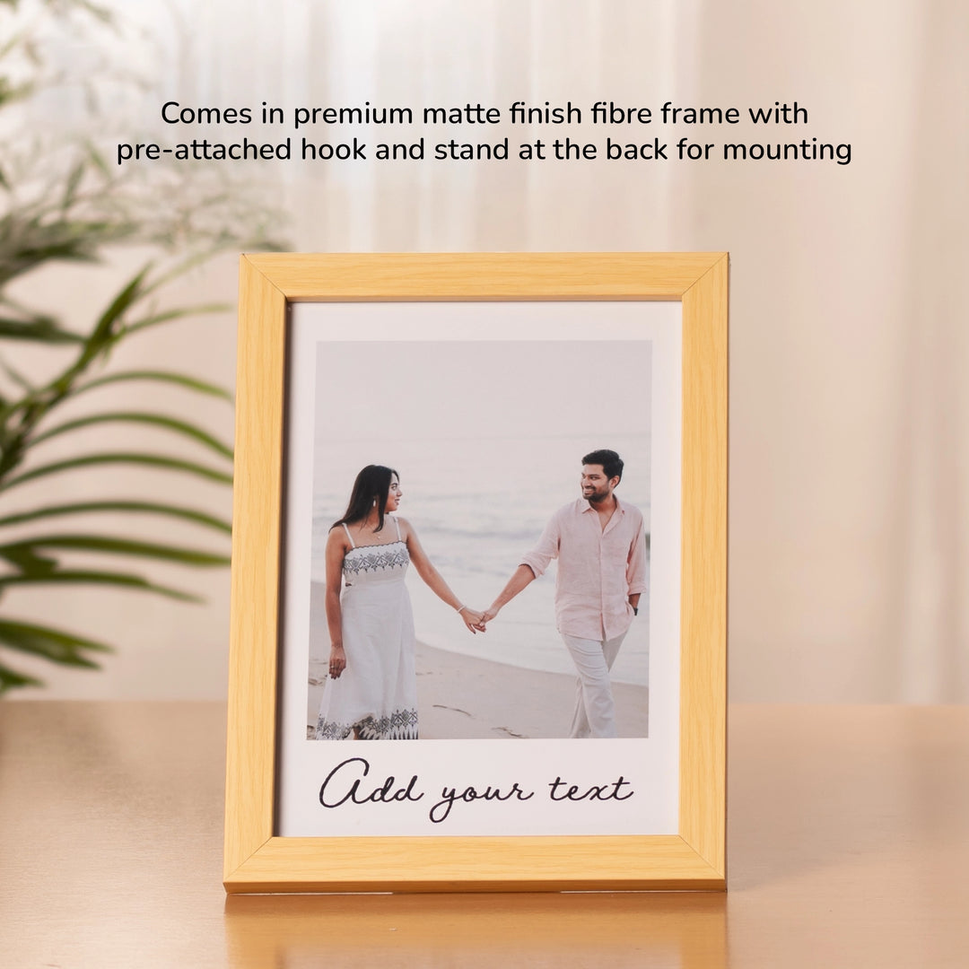 Custom picture perfect photo frame a5 light brown Personalized message gift zappy box