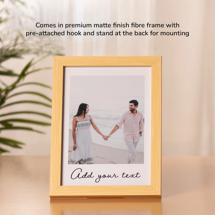 Custom picture perfect photo frame a5 light brown Personalized message gift zappy box