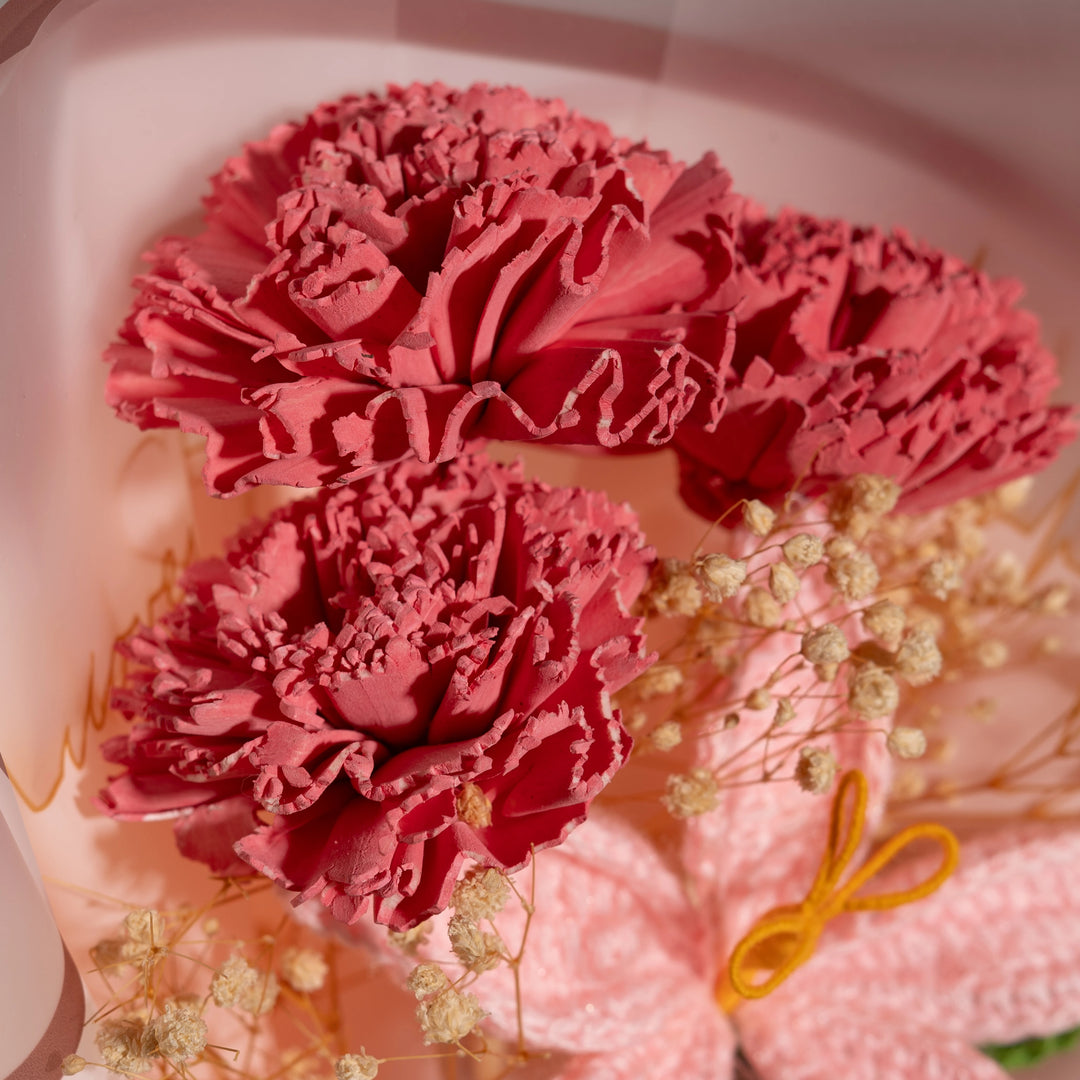 Pink Sola Wood and Crochet Lily Bouquet, Handcrafted to Last a Lifetime