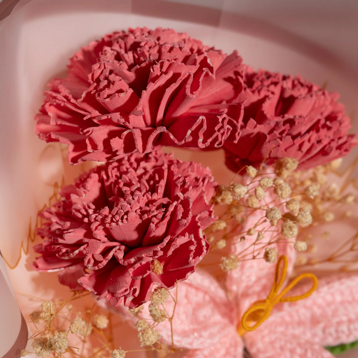 Pink Sola Wood and Crochet Lily Bouquet, Handcrafted to Last a Lifetime