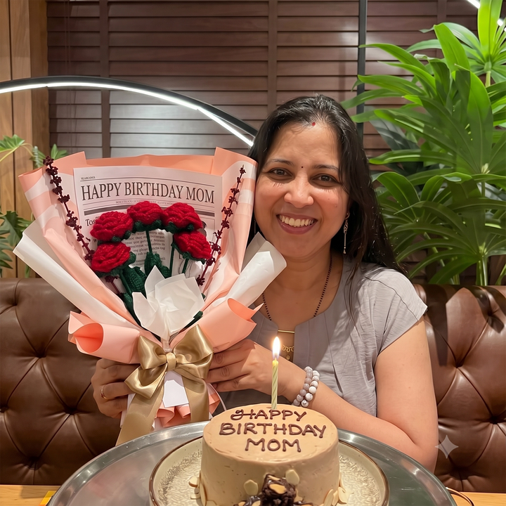 happy birthday mom crochet rose bouquet handmade gift india
