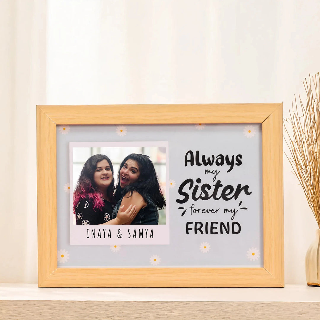 Sister Quote- Personalized Frame | A5 Light Brown Horizontal