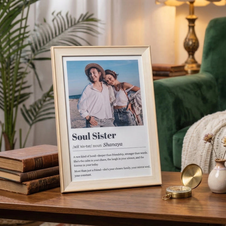 Soul Sister - Personalized Photo and Text | A4 light Brown Frame