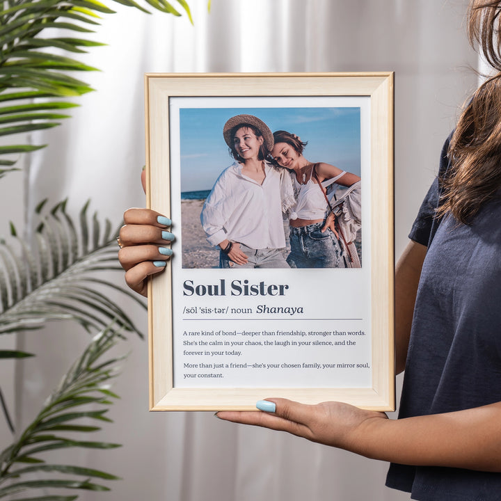 Soul Sister - Personalized Photo and Text | A4 light Brown Frame