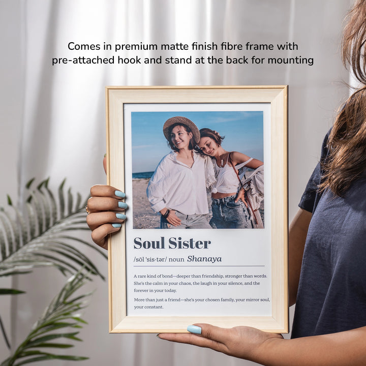 Soul Sister - Personalized Photo and Text | A4 light Brown Frame
