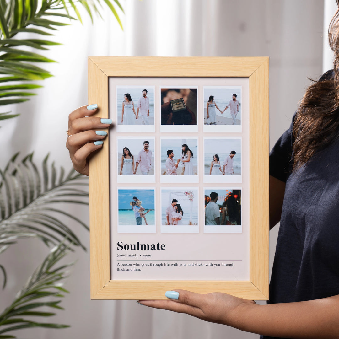 Soulmate - Customized Photo and Text Collage Frame | A4 Light Brown
