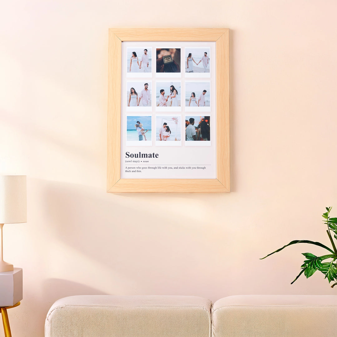 Soulmate - Customized Photo and Text Collage Frame | A4 Light Brown