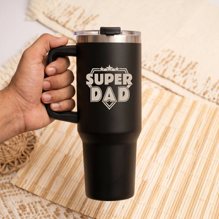 Super Dad Stainless Steel Tumbler With Straw