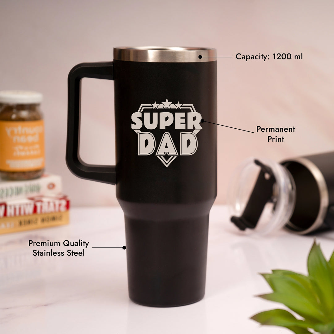 Super Dad Stainless Steel Tumbler With Straw
