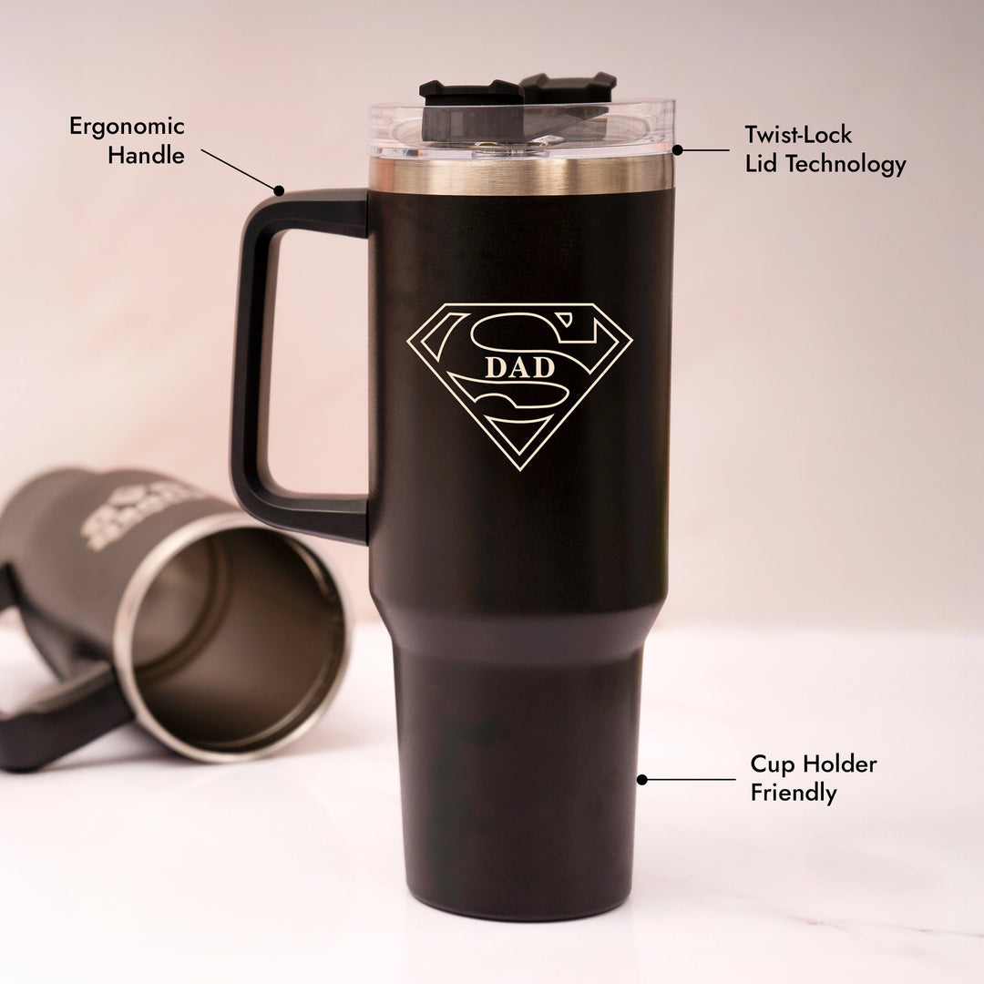Super Dad Stainless Steel Tumbler With Straw