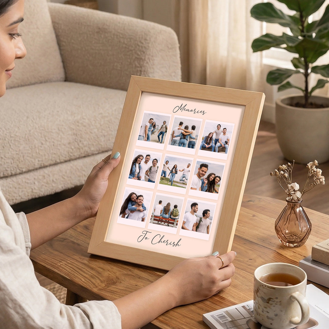 Wholesome Memories - Personalized collage Frame | A4 Light Brown