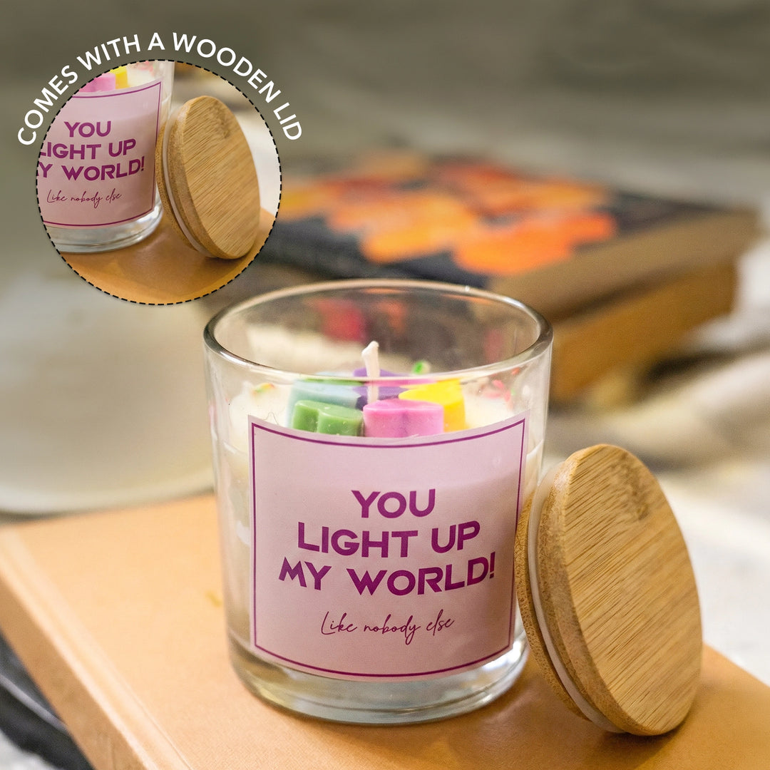 You Light Up My World Candle