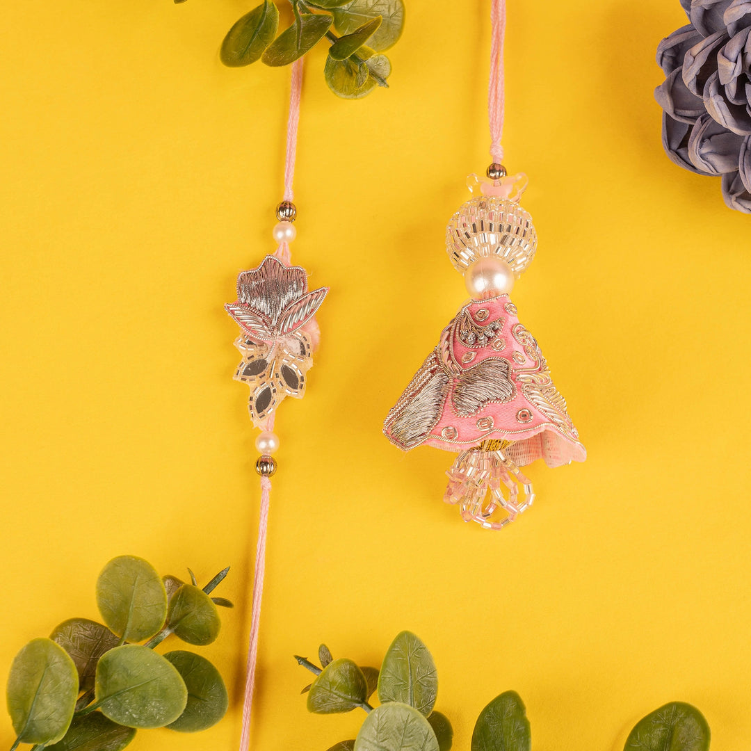 Mahi Rose Gold Plated OM Lumba Rakhi Set For Bhabhi - Traditional & Modern Raksha Bandhan Gift