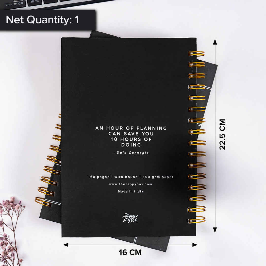 A5 Black Grid Spiral Hardbound Planner