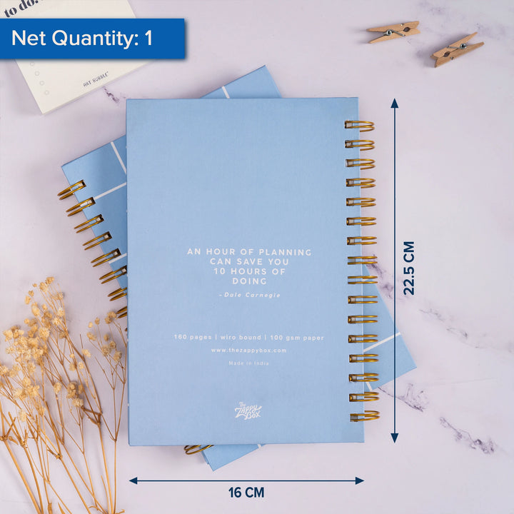 A5 Blue Grid Spiral Hardbound Planner