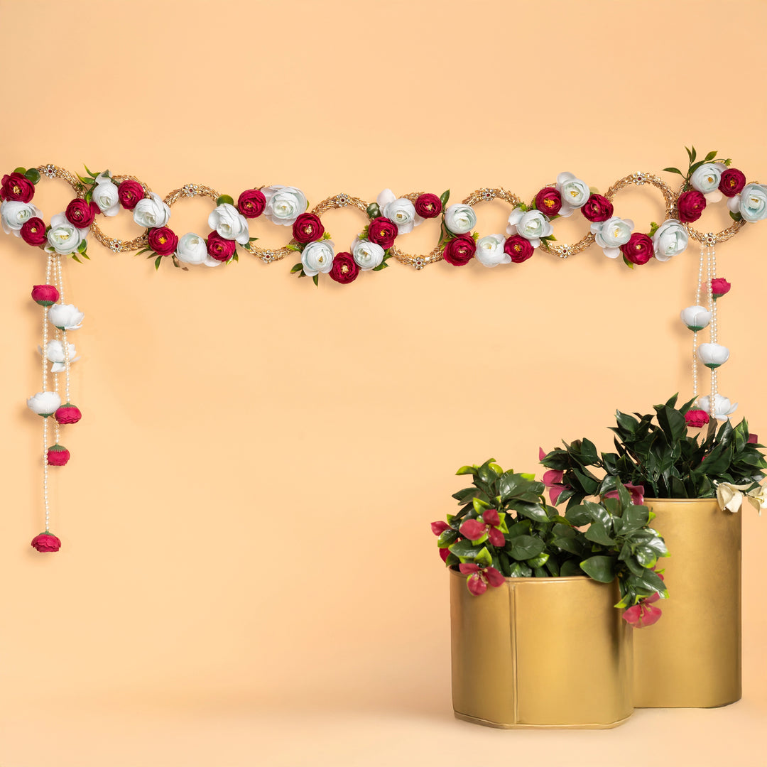 Crimson Ivory Floral Toran