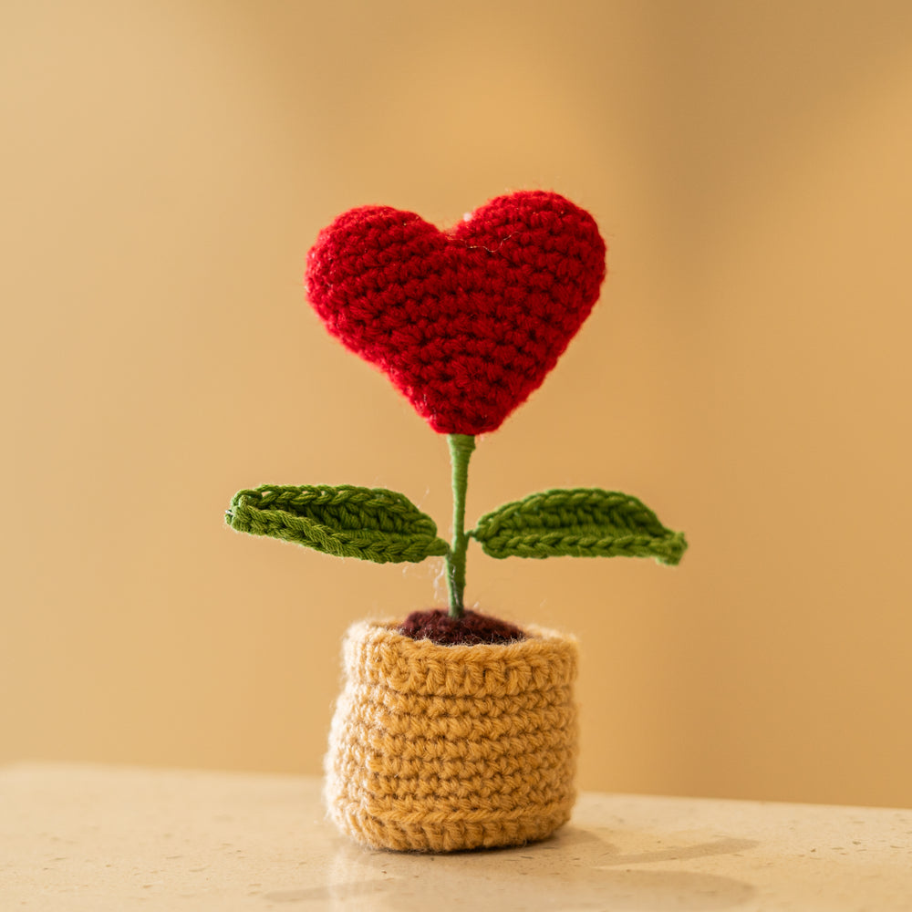 crochet heart pot handmade gift india desk decor