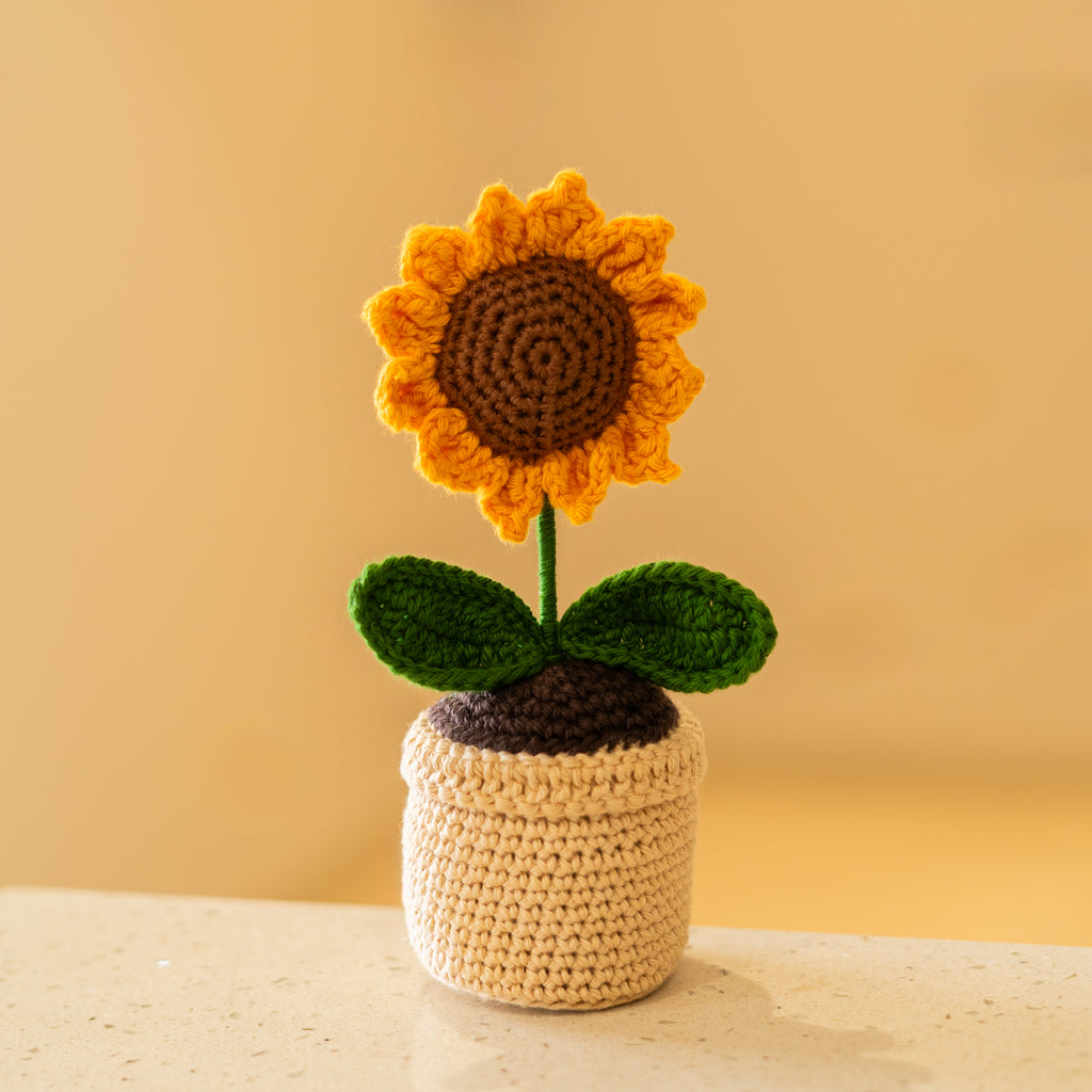 Send Handmade Crochet Sunflower Pot - Single Piece Online | The
