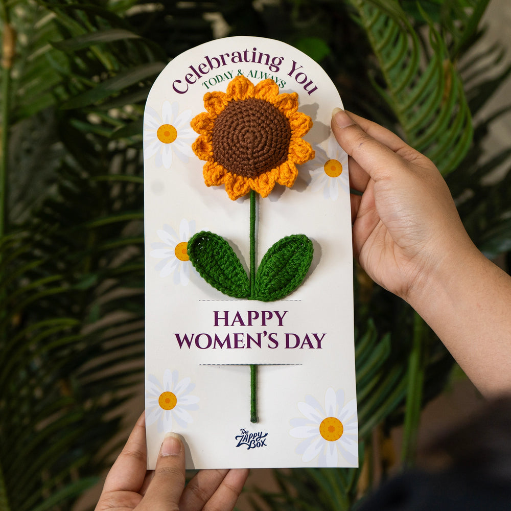 crochet sunflower card handmade reusable gift india