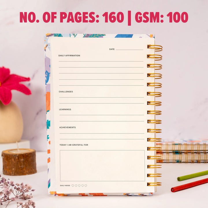 A5 Floral Spiral Hardbound Planner