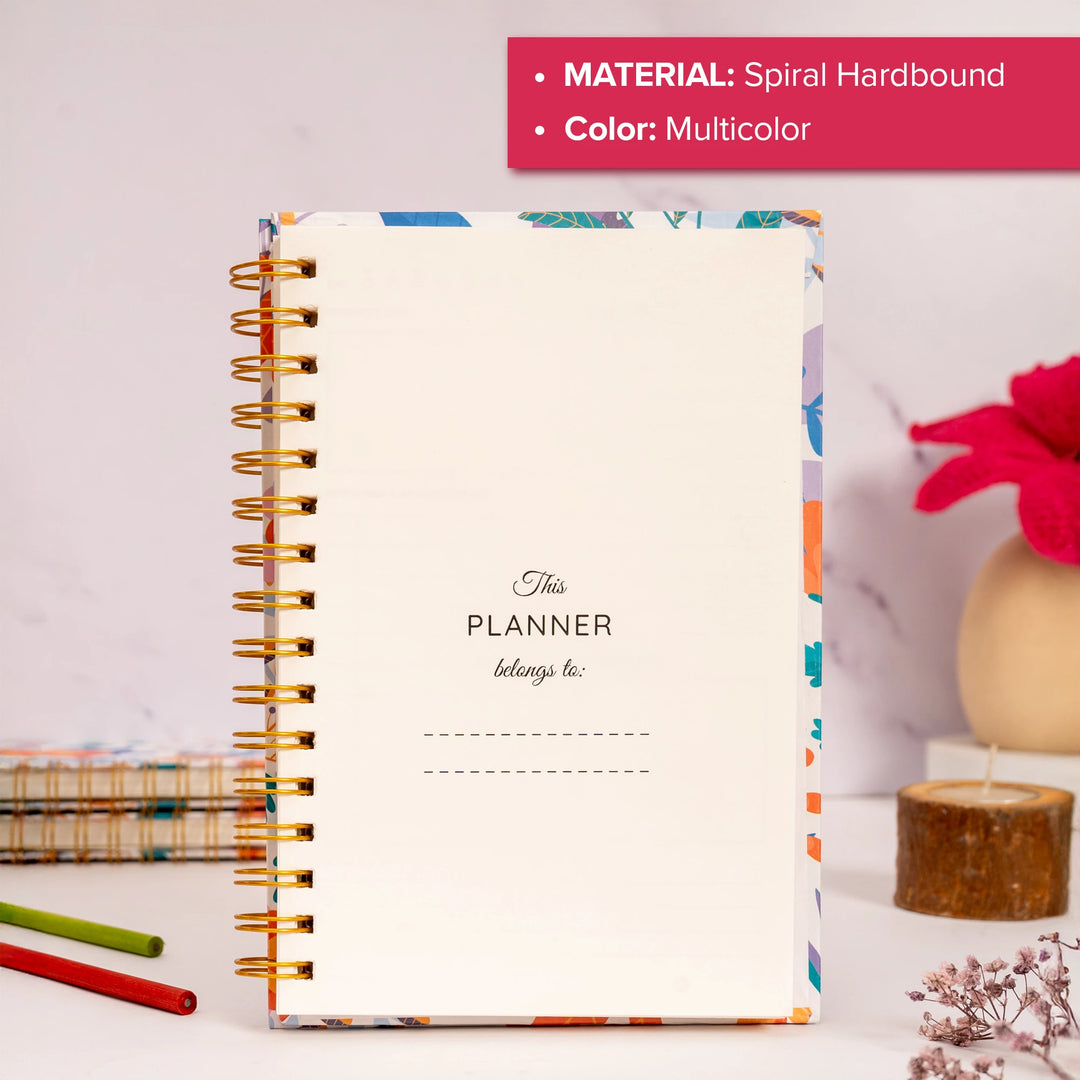 A5 Floral Spiral Hardbound Planner