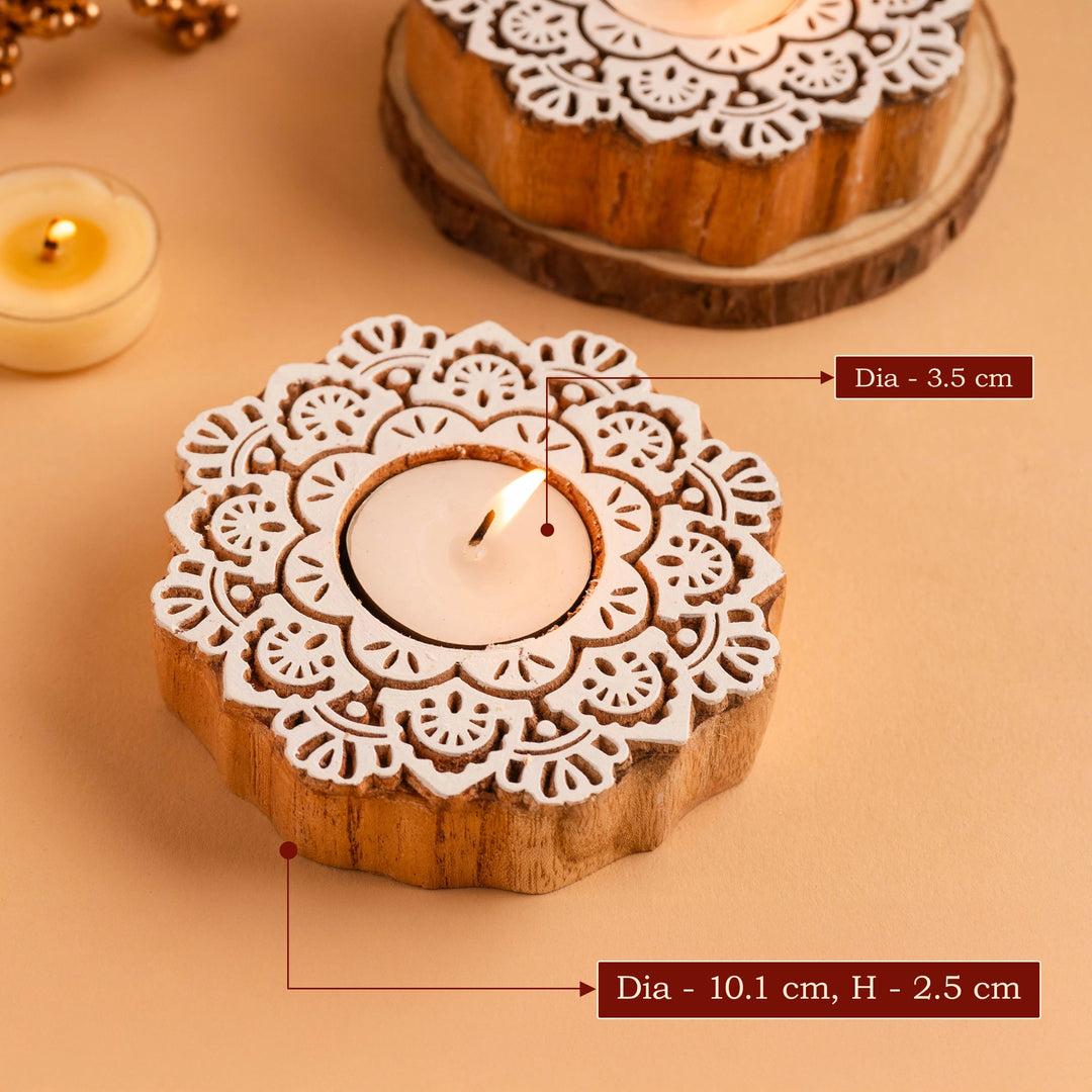 Flower Wooden T-light Holder