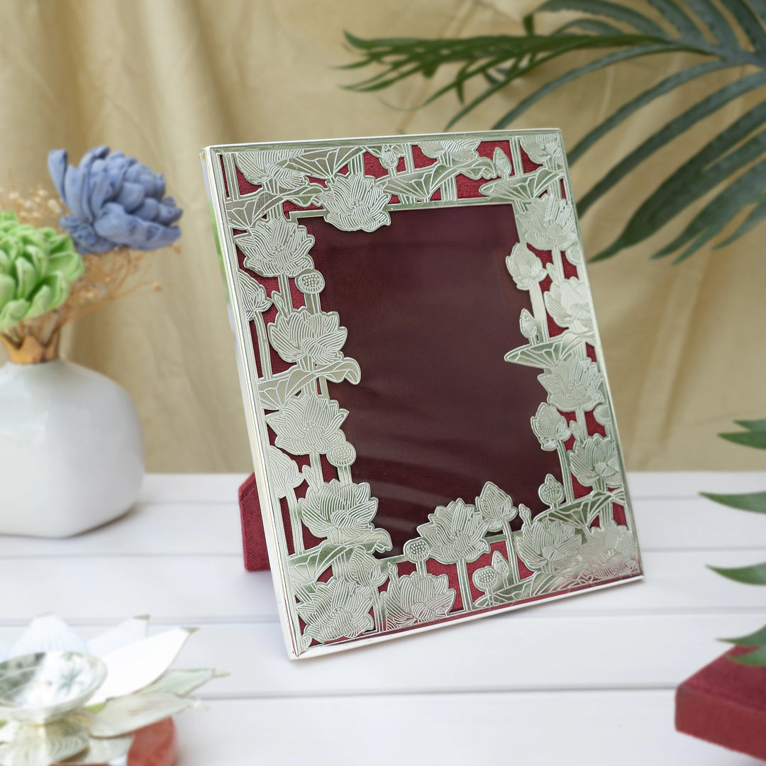 Lotus Frame Rectangle Blooming Lotus Pond Photo Frame - Elegant Unique Gift | The Zappy Box