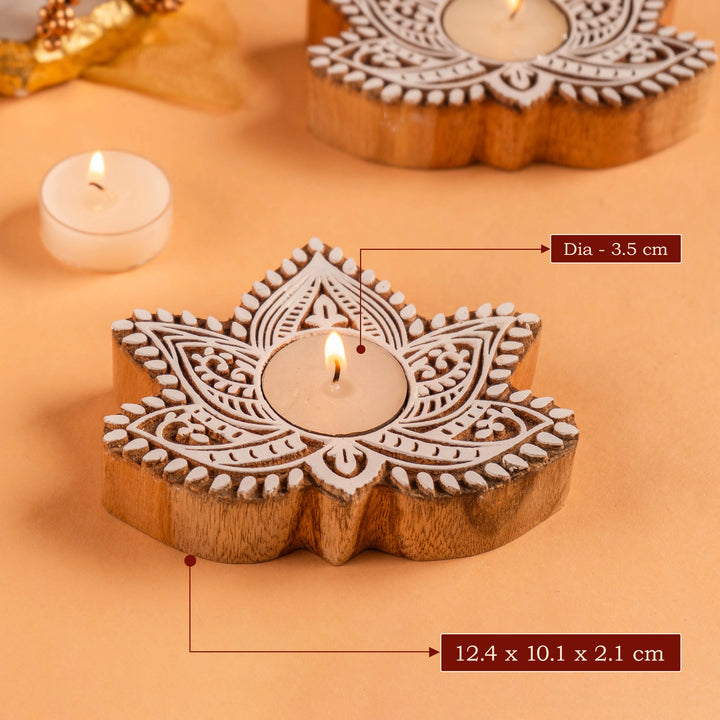 Lotus Wooden T-light Holder