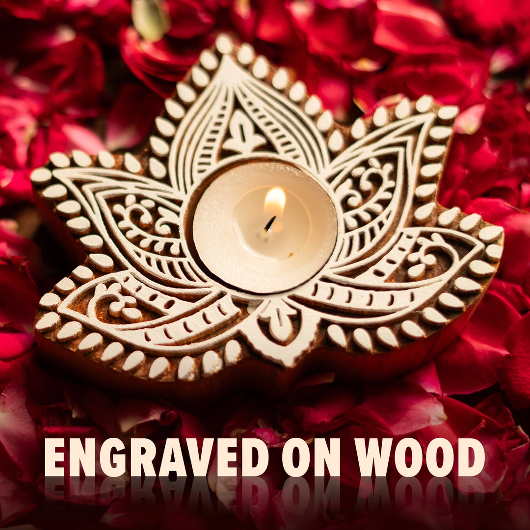 Lotus Wooden T-light Holder