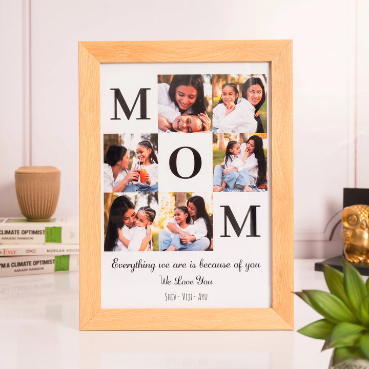 Mom Photo Collage - Customized Frame | A4 Light Brown