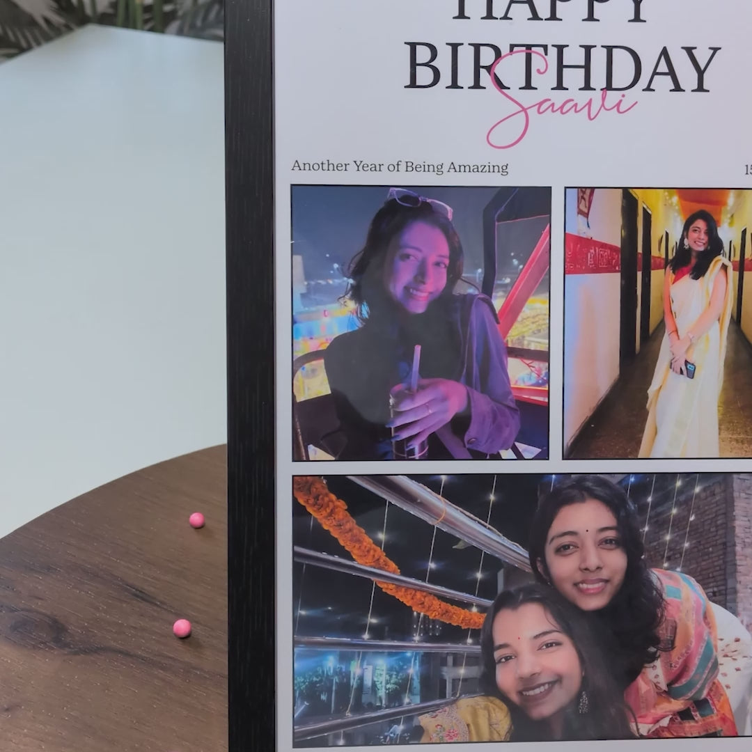 Celebrating You – Personalised Birthday Photo Frame (A4 Black)