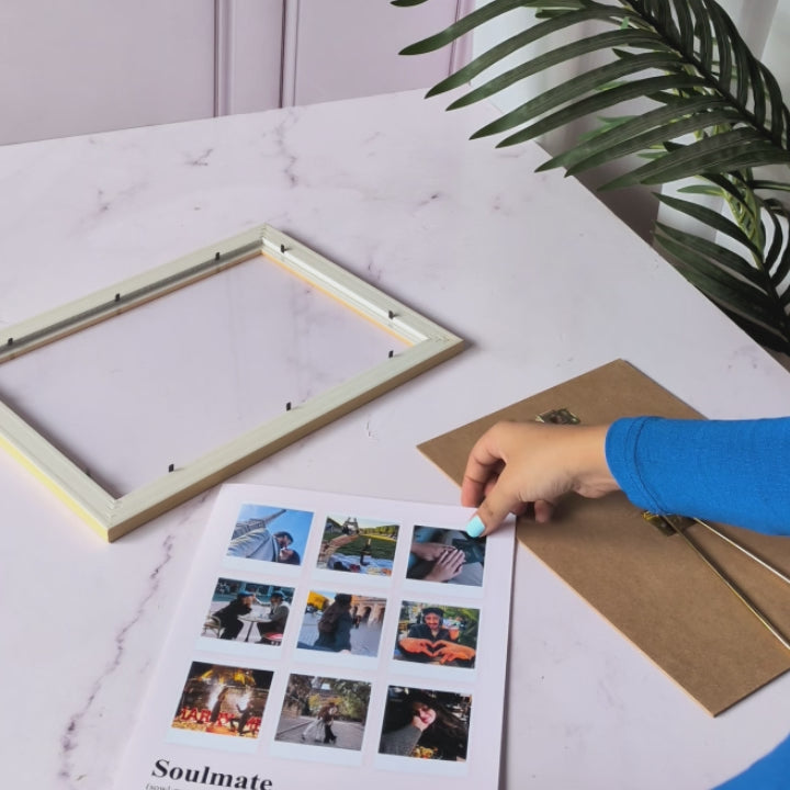 Soulmate - Customized Photo and Text Collage Frame | A4 Light Brown