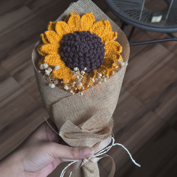 Handcrafted Crochet Sunflower Bouquet - Single Bloom