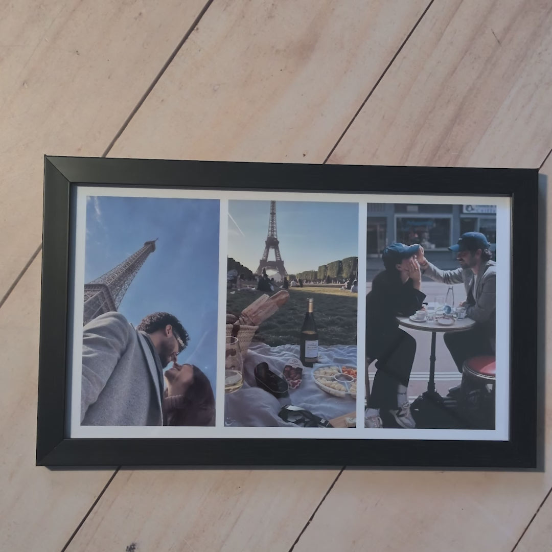 Triple Story - Personalized Collage Frame | 12" x 7" Black